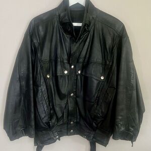 Vintage Calvin Klein Black Leather Blouson Jacket size M